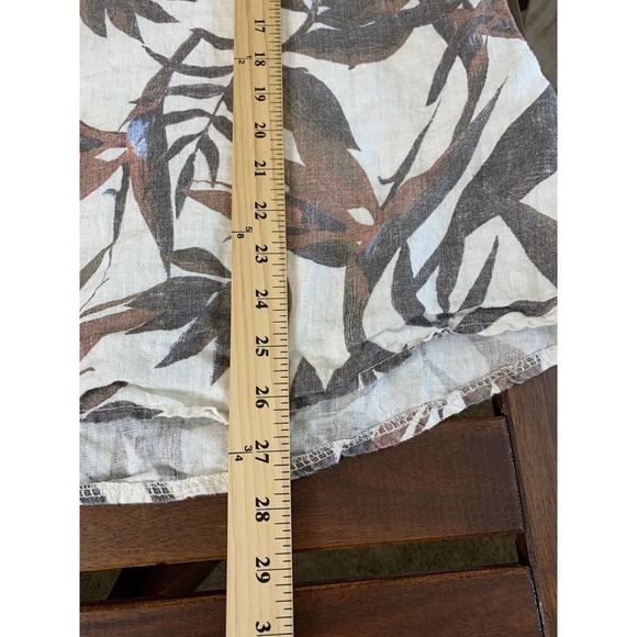 Lungo L'Arno Italy Made 1X Floral Rolled Sleeves Floral Blouse 100% Linen - Picture 9 of 9